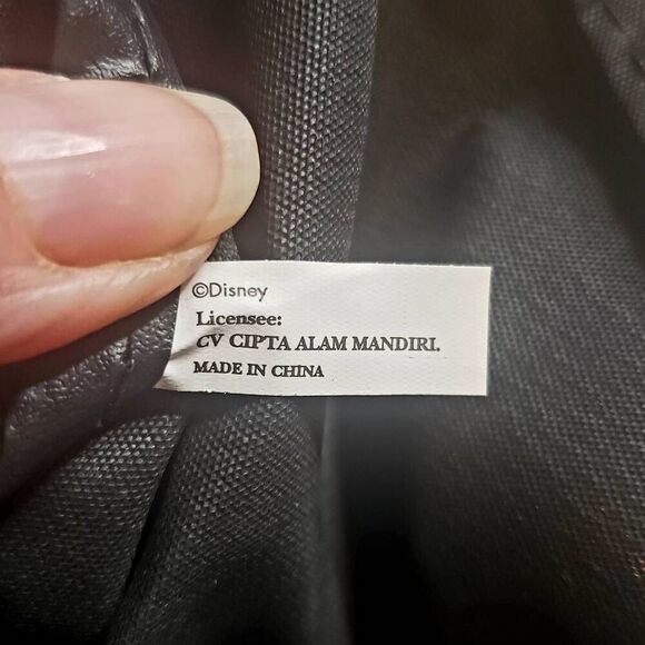 Disney Mickey Mouse Head Silhouette Drawstring Bag Black Silver Gold Nylon - Picture 4 of 5